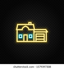 garage, house neon icon. Blue and yellow neon vector icon.