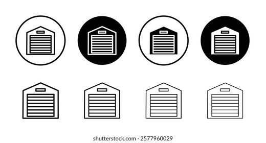 Garage icon black and white vector sign