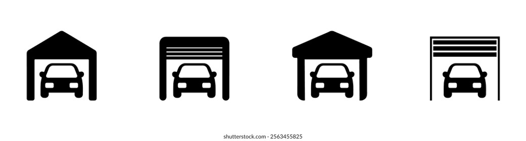 Garage icon. Car parking icon. Simple garage symbol. Isolated graphic illustration house for car. Transport garage set icon. EPS 10