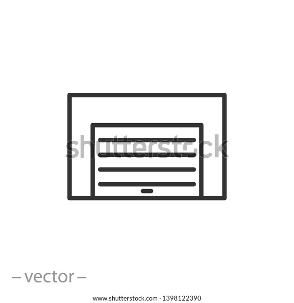 garage icon, car service line sign on\
white background - editable stroke vector\
illustration