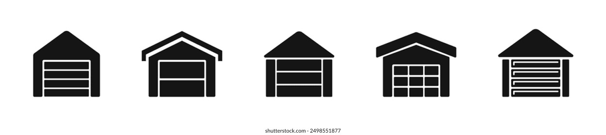 Garage icon. Car garage icon set. Garage building. Garage vector icons.