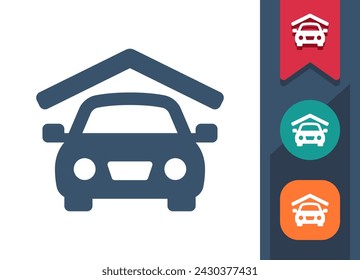 Garage Icon. Car, Vehicle, Auto Repair Shop, Roof. Professional, pixel perfect vector icon.