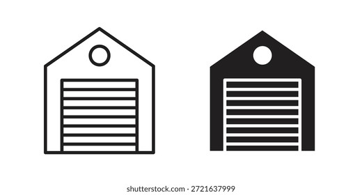 Ícone de garagem em cheio, linha fina, estilo de traçado para site e aplicativos
