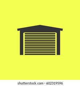 Garage icon flat. 