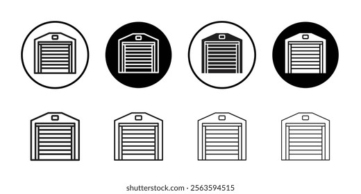 Garage icon Flat art in black and white isolated