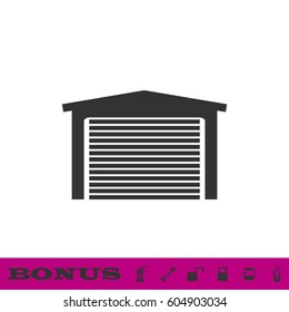 Garage icon flat. Black pictogram on white background. Vector illustration symbol and bonus button