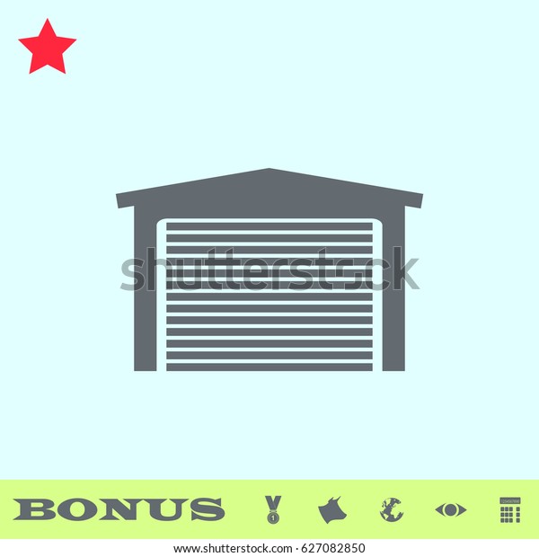 Garage Icon Flat Grey Pictogram On Stock Vector Royalty Free