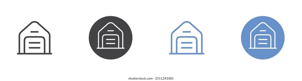 Garage icon Flat set in black and white color