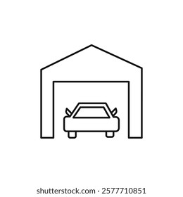 Garage icon Flat simple outline