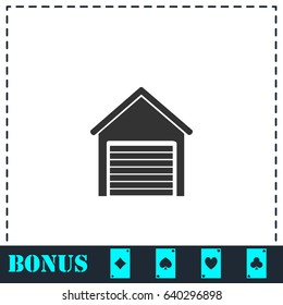 Garage icon flat. Simple vector symbol and bonus icon