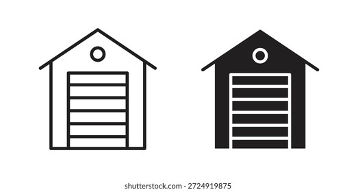 Icono de garaje plano y colección de trazo para ui ux trabajo.