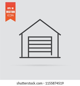 Garage icon in flat style isolated on grey background. For your design, logo. Vector illustration.