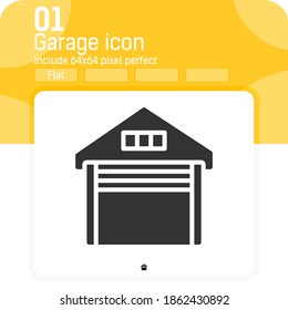 Garagensymbol mit flachem Stil einzeln auf weißem Hintergrund. Vektorgrafik-Symbol-Symbol-Symbol-Symbol-Konzept für Web, i, ux, Website, Design, Auto, Transport, mobile Apps und alle Projekte