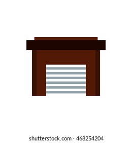 Garage icon in flat style isolated on white background. Building symbol
