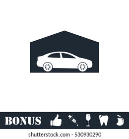 Garage icon flat. Vector illustration symbol and bonus pictogram