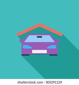 Garage icon. Flat vector related icon with long shadow for web and mobile applications. It can be used as - logo, pictogram, icon, infographic element. Vector Illustration.