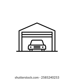 Garage icon Flat vector set outline