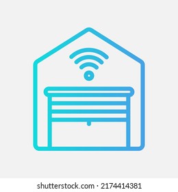 Icono de garaje en el estilo de gradiente sobre el hogar inteligente, uso para presentación de aplicaciones móviles del sitio web