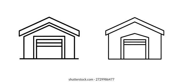 Ilustración vectorial de arte de línea de icono de garaje aislada