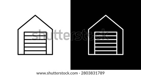 Garage icon line drawing editable strokes