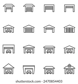Ilustración vectorial de línea de icono de garaje