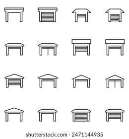 Ilustración vectorial de línea de icono de garaje