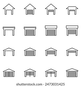 garage icon line vector illustration