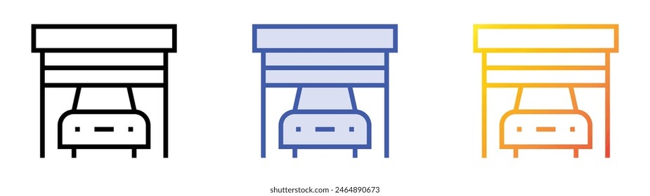 garage icon. Linear, Blue Fill and Gradient Style Design Isolated On White Background