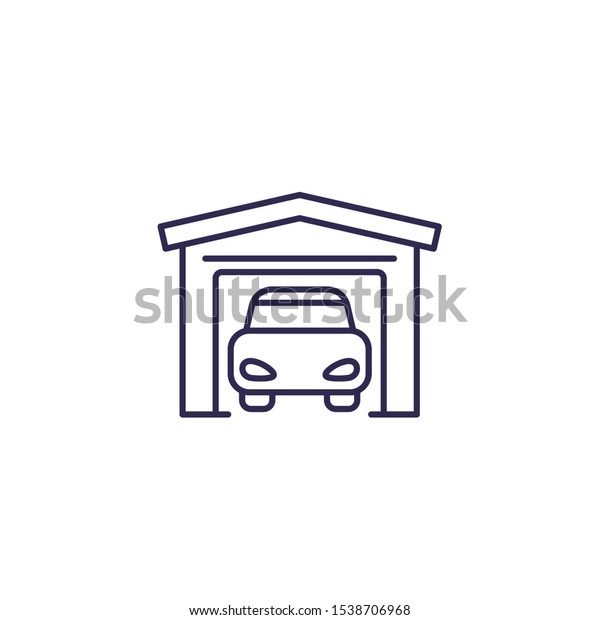 Garage icon on white,\
line