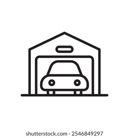 Garage icon with outline style. Simple garage vector illustration 