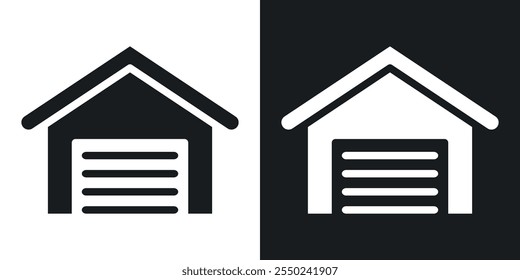 Garage icon pack in black color.