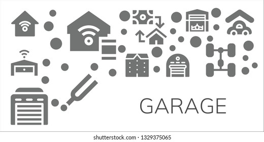 garage icon set. 11 filled garage icons.  Simple modern icons about  - Smart house, Smart home, Garage, Apartments, Mortgage, Tuning, Hangar, Chassis