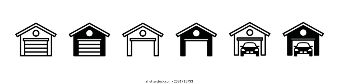 Garage icon set. Car garage icon symbol. Vector illustration