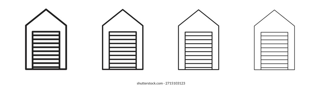 Conjunto de ícones da garagem. Uma coleção de ícones simples de traçados finos pretos