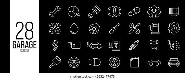 Garage Icon Set – Tools and Vehicle Maintenance Symbols