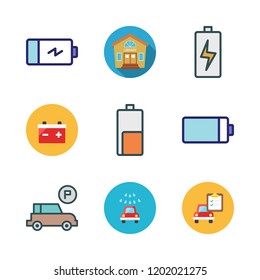 garage icon set. vector set about car repair, car wash, house and parking icons set.