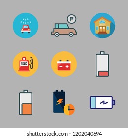 garage icon set. vector set about gas station, house, car wash and parking icons set.