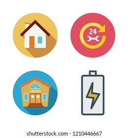 garage icon set. vector set about car repair, battery and house icons set.