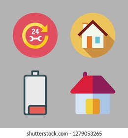 garage icon set. vector set about battery, car repair and house icons set.