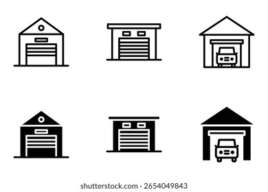 Garage icon set, vehicle, carport, storage, car, car vector illustration. Garage editable stroke icon. vector eps 10