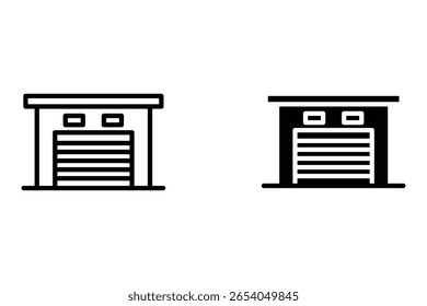 Garage icon set, vehicle, carport, storage, car, car vector illustration. Garage editable stroke icon. vector eps 10