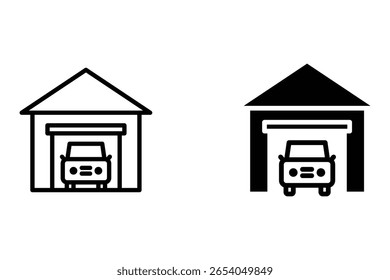 Garage icon set, vehicle, carport, storage, car, car vector illustration. Garage editable stroke icon. vector eps 10