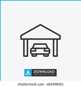 garage icon. simple outline garage vector icon. on white background.