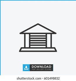 garage icon. simple outline garage vector icon. on white background.