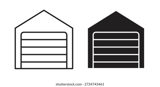 Vectores simples del icono del garaje en negro, convenientes para los proyectos