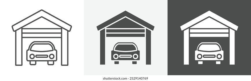 icono de garaje colección de símbolo de línea fina