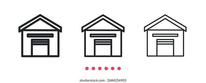Icono de garaje. Vector de icono de línea delgada