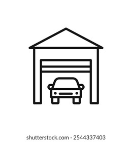 Garage icon Vector flat thin line illustration