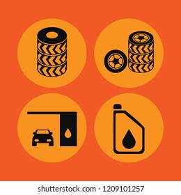 garage icon. garage vector icons set car wheels, car oil and changing car oil