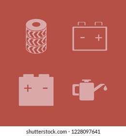 garage icon. garage vector icons set car oil, car battery and car wheels